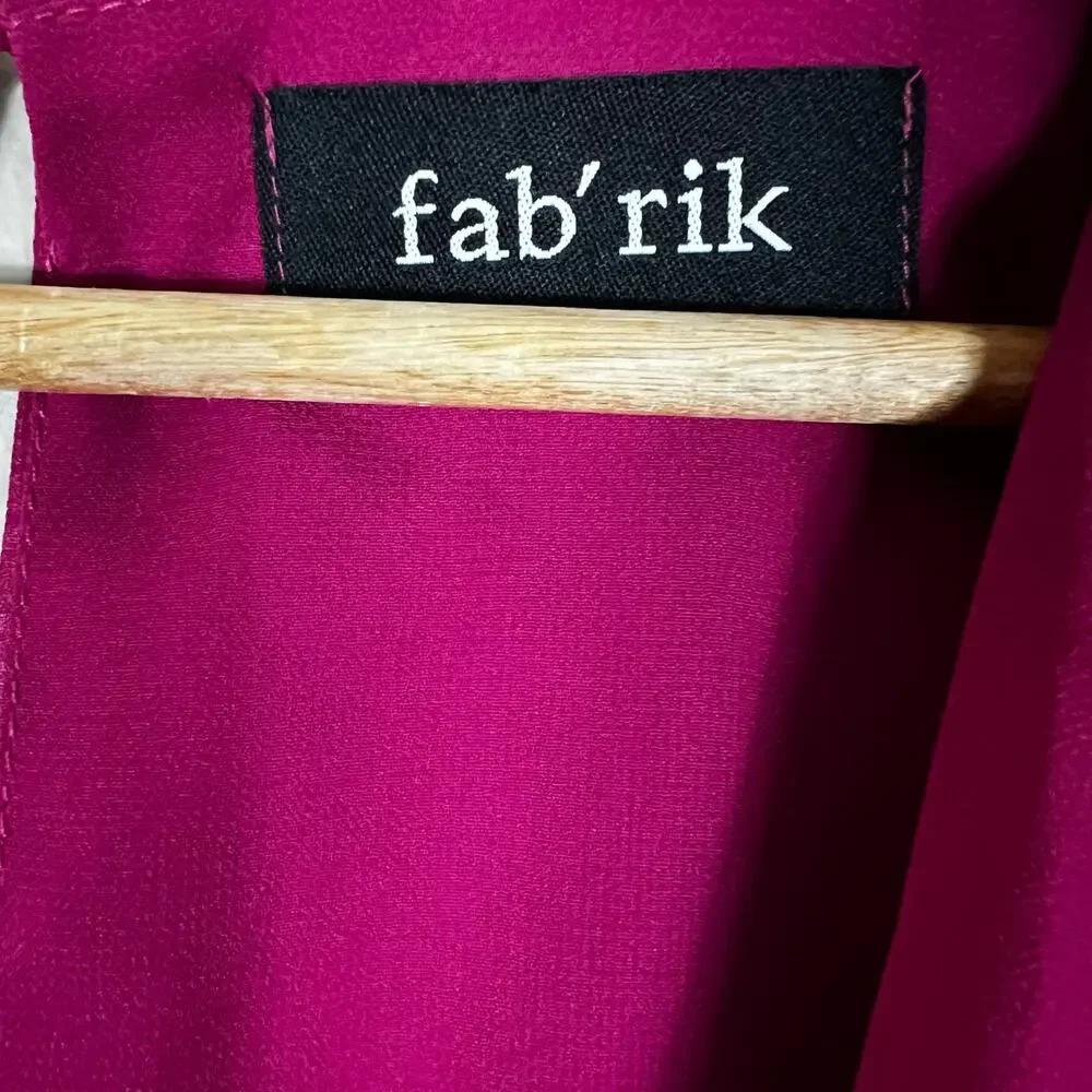 Fabrik Rompers Womens S Hot Pink Silk Long Flare Sleeve Keyhole Boho Date Night - Picture 6 of 6